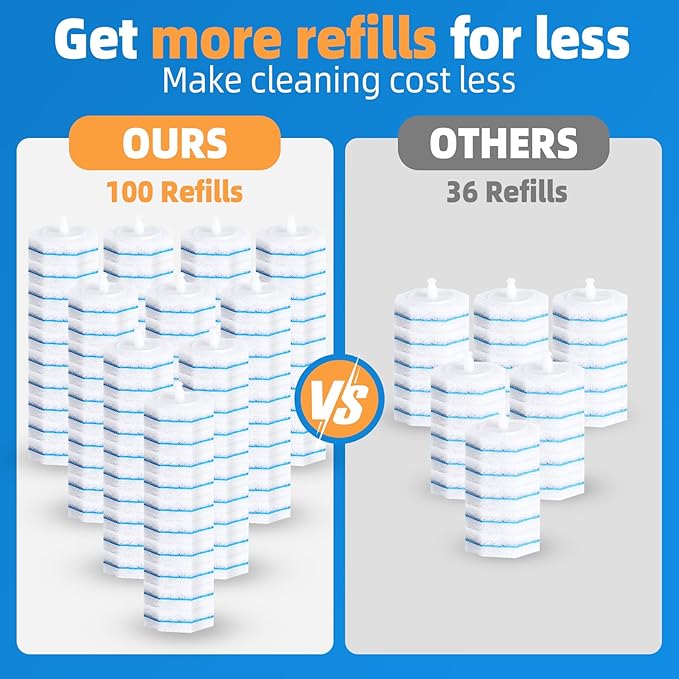100 Count Toilet Wand Refills Disposable Toilet Brush Toilet Cleaner Refill Pads Wand Kit Scrubber Refills Compatible With Most Brushes No Falling Apart, Fresh Fragrance