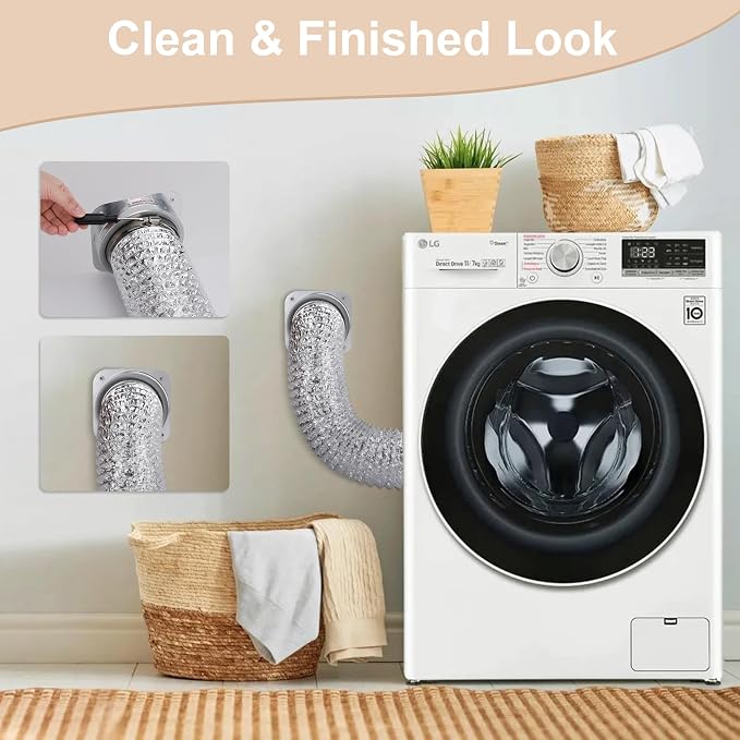 Magnetic Dryer Vent Coupling DV180 Dryer Vent Hose Magnetic Connector Kit-Quick Connection and Disconnection Strong Magnet Self-Alignment Airtight Seal Easy to Clean Included a 3ft 4" Duct & 2 Clamps