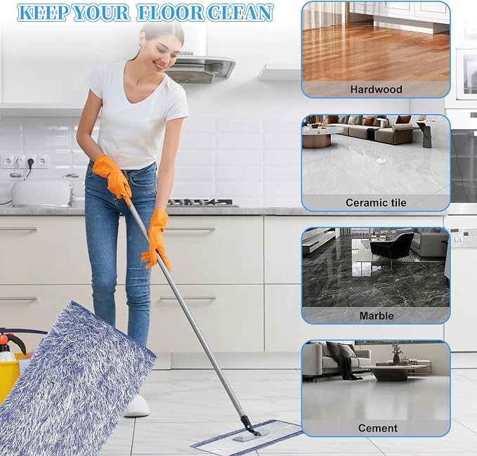 6 Pack Microfiber Dusting Pad Replacement for Bona Family of Mops, Washable & Reusable 18.3 x 6.1 Inch Mop Replacement Pads for Hardwood and Multi-Surface Floors Cleaning Head, Wet/Dry Mop