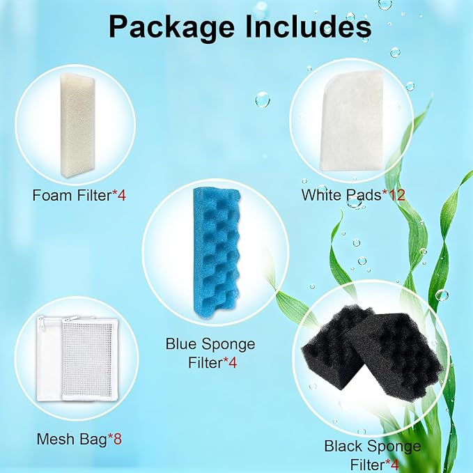 46-Pack Filter Media Kit Replacement for Fluval 406/407 Canister Cilter, Includes Nitrite, Phosphate & Ammonia Absorbing Pads