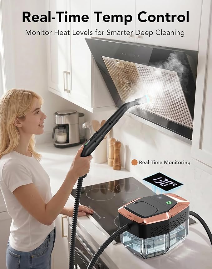 Homeasy Steam Cleaner for Home, 1500W Handheld Steamer for Cleaning with 3-Level Handle, 15s Heat-Up & 1.8L Large Tank, Portable Steamer for Car, Grout, Tile, Floor, Kitchen & Bathroom