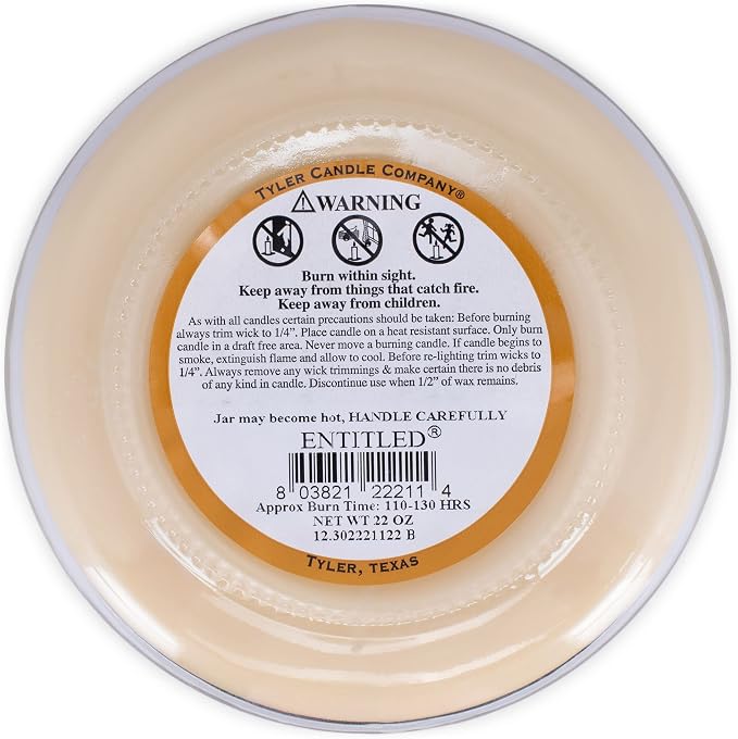 Tyler Creamy White 2-Wick 22 Ounce Glass Aromatherapy Scented Jar Candle Pack of 2, Entitled