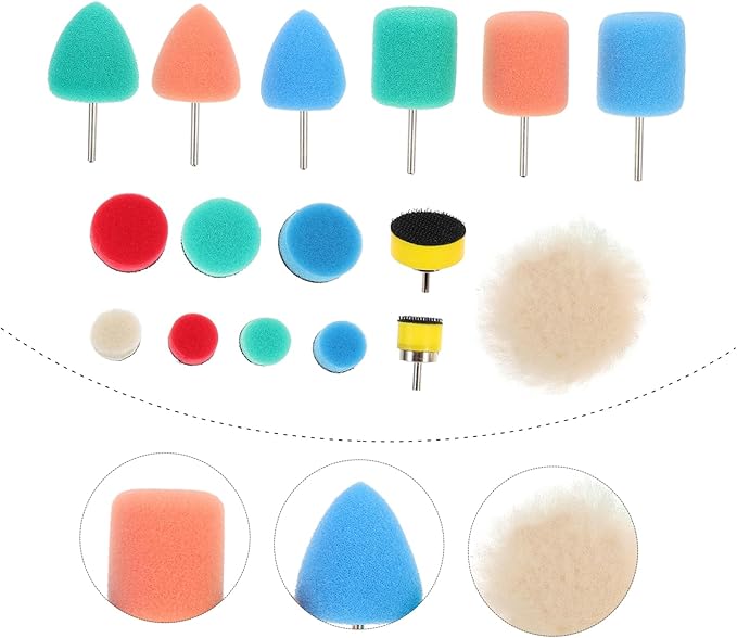 SOLUSTRE 64pcs Car Polishing Pads Set Auto Buffing Pads Sponges for Washing Cars Wheel Brush Polishing Mop Kit