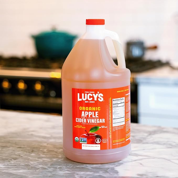 Lucy's Family Owned - GALLON SIZE, Organic, With the Mother, Apple Cider Vinegar, Unfiltered, Unpasteurized, NonGMO, and Raw