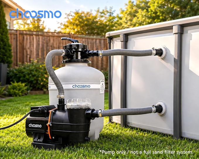 3/4HP Above Ground Pool Pump with Timer, 3120GPH 115V Self-Priming Pool Filter Pump Replacement for Sand Filter Systems, 1.25/1.5 in Adapters, Filter Basket, 41 ft Max Head