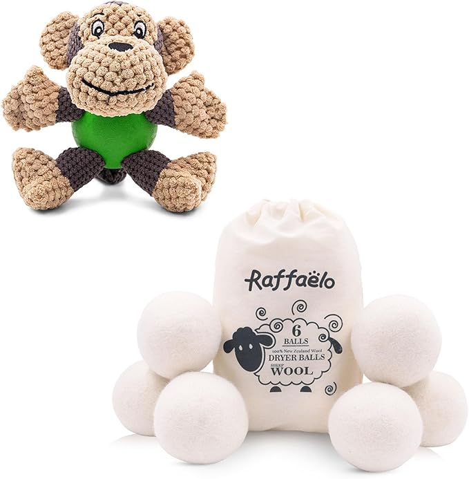 Raffaelo Wool Ball and Raffaelo Dog Toy Plush Squeaking Dog Toy Set