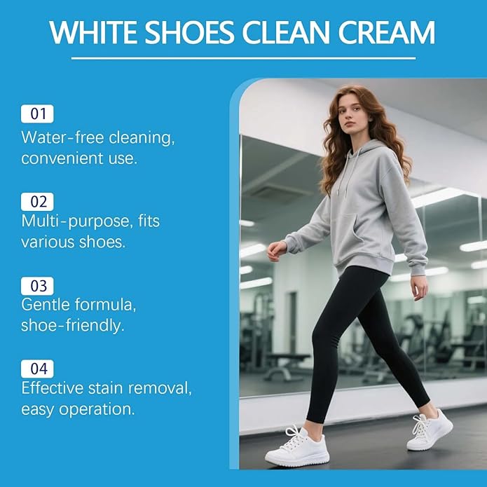 2Pcs White Shoes Clean Cream, No-Wash Clean Cream Shoe Cleaner with Sponge for Leather Shoes Sofa Bags