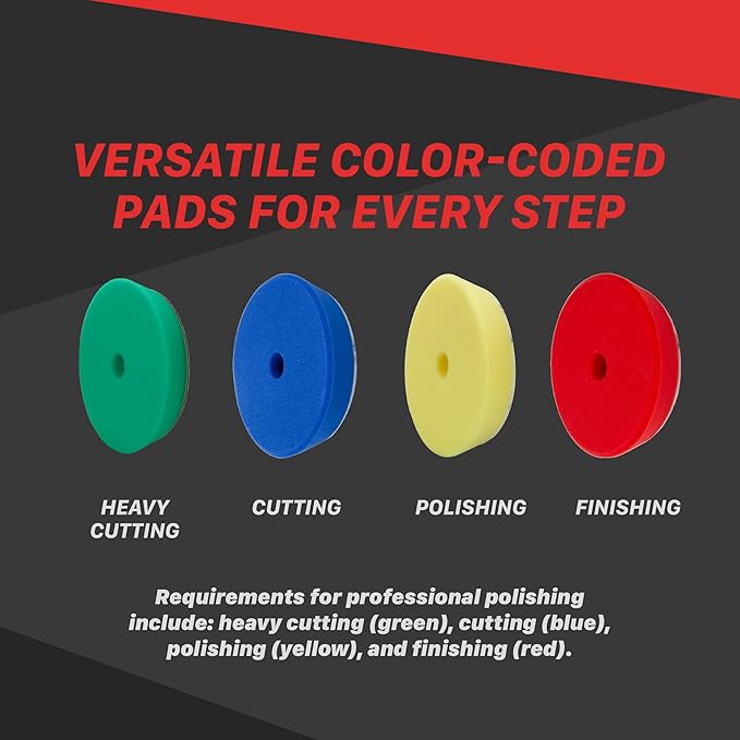 MaxShine 5.2” High Pro Heavy Cutting Foam Pad 4-Pack – DA/RO Polisher Compatible – Professional Car Detailing Pads for Cutting, Polishing & Finishing – Bendable, Washable & Reusable