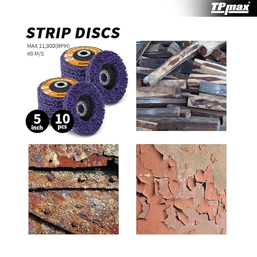 TPmax 5" x7/8'' Stripping Discs Rust Remover Wheel Remove Paint and Oxidation Poly Strip Wheel Disc Abrasive Angle Grinding Wheel - 10 Pack(Purple)