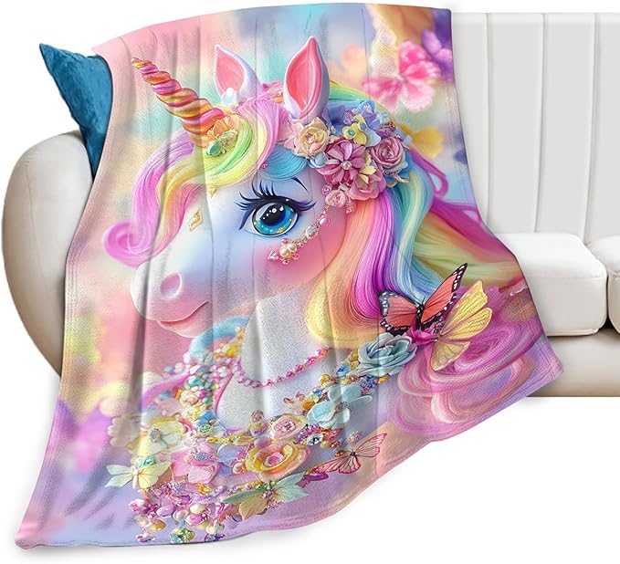 Tijuboni Pink Unicorn Throw Blanket Unicorn Gifts for Girls Women Boys Men Kids Adults Soft Flannel Fleece Blanket for Couch Sofa Bed Home Decor 40"x50"