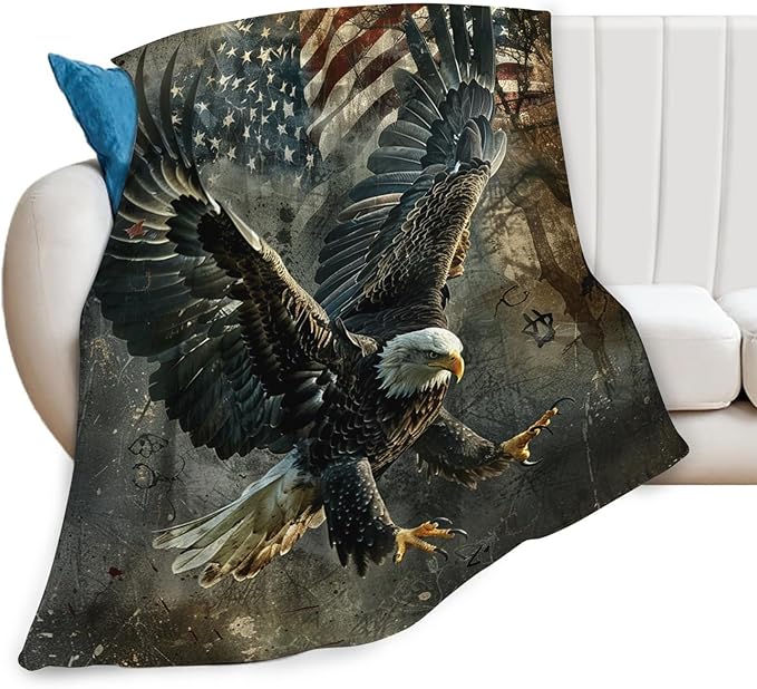 Tijuboni American Eagle Throw Blanket Eagle Gifts for Women Men Girls Boys Kids Adults Soft Flannel Fleece Blanket for Couch Sofa Bed Home Decor 50"x60"