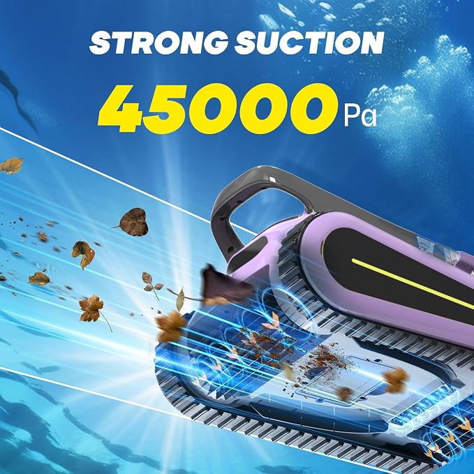 Pool Vacuum for Above Ground Pool for In Ground Pools, 2.5h Runtime, Cordless Robotic Pool Cleaner with 2024 Upgraded Motor, Wall Climbing, Intelligent Route Planning（Purple Black）