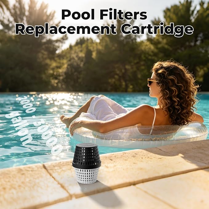 Pool Cartridge 20K-30k Gallons for Above Ground and In Ground Swimming Pools (Black and White)