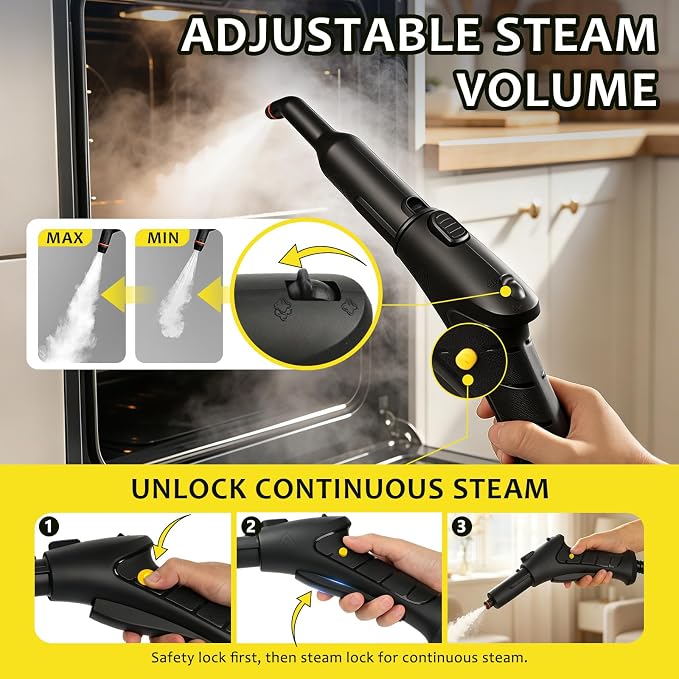 Steam Cleaner, Steamer Mop Cleaning For Home With 20 Accessories | High Temperature 248°F 120°C, Safety Lock, Floor, Window, Oven, Grout, Sealed Tile, Upholstered Furniture, Kitchen, Bathroom