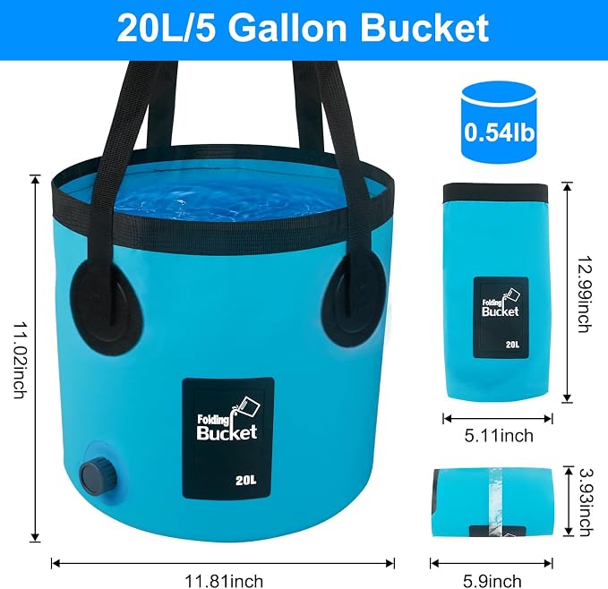 Collapsible Mop Bucket with Handle for Cleaning, 16L(4.2 Gallon) Silicone Square Mopping Bucket for Windows Cleaning, Car Wash Bucket with Drain Valve, 5 Gallon Collapsible Bucket for Cleaning