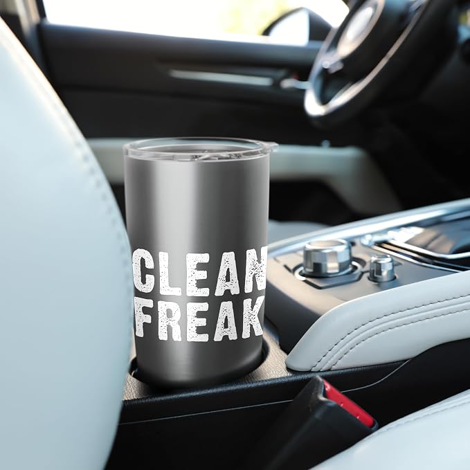 Clean Freak Cleaning Janitor Custodian Stainless Steel Insulated Tumbler