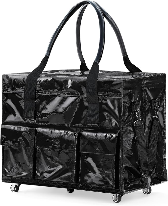 tobyto Reusable Grocery Bag on Wheels, 105L Foldable Rolling Tote, Shopping Trolley 66LBS Capacity - Water-Resistant for Laundry, Picnic, Storage & Travel