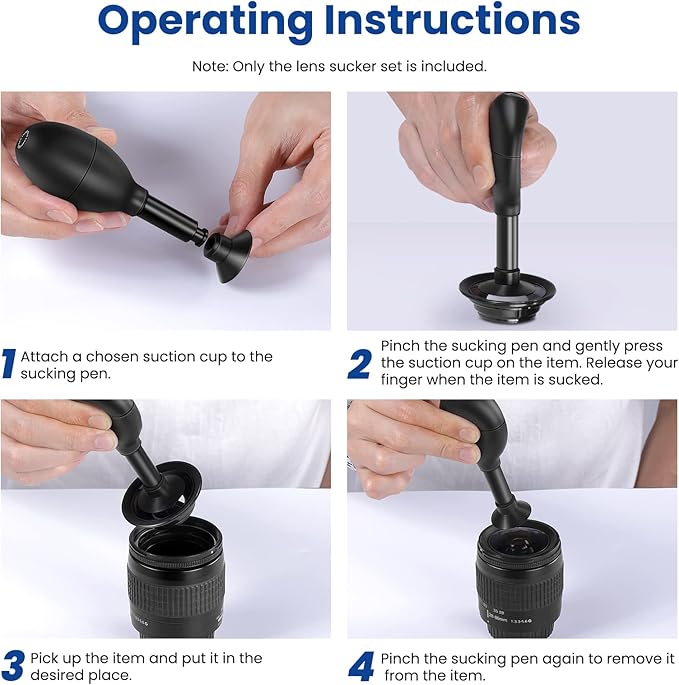 NEEWER 8-in-1 Lens Sucker Kit, IC Pick Up Vacuum Suction Pen with 7 Interchangeable Suction Cups Lens Repair Tool for Repair and Cleaning, Watches, and Electronic Components