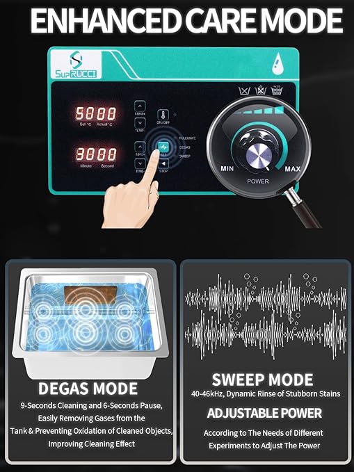 Ultrasonic Cleaner 15L, Sweep Function, 360W Power Adjustable Ultrasonic Parts Cleaner for Cleaning Carburetor, Metal Engine Parts, Gun, Oil Filter, Bike Chain, Gear, Eyewear, Watch, Jewelry