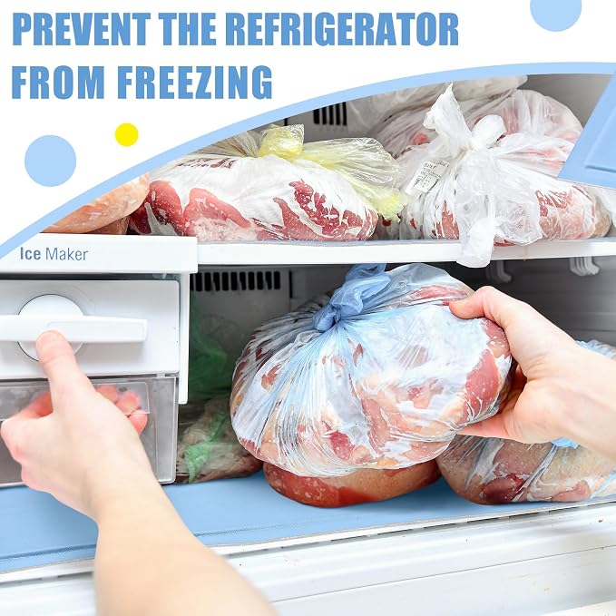Blushtier 4 Pcs No Frost Anti Ice Freezer Mat Refrigerator Liners Washable Refrigerator Mats Blue Fridge Mats Fridge Accessories for Refrigerator Deep Freezer(18.1 x 9.8 Inch)