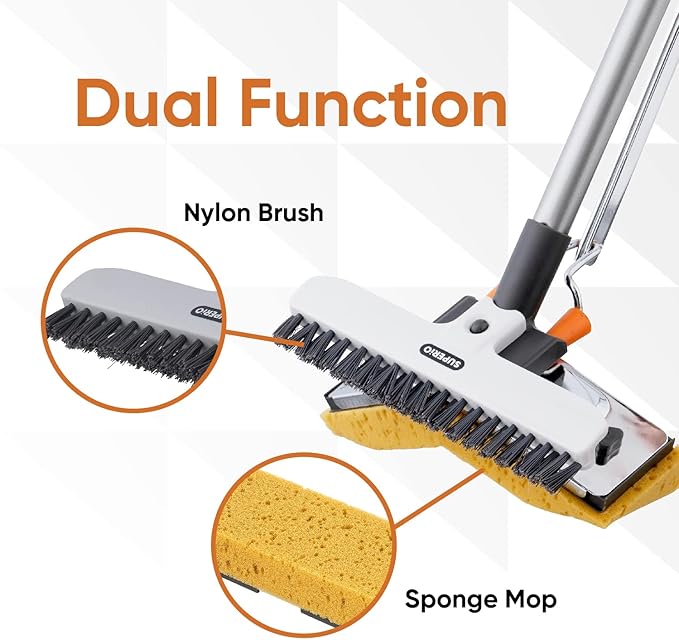 Superio Sponge Mop, Butterfly Squeeze Mop for Tile, Laminate, Bathroom, Kitchen, Garage Floors Commercial/Industrial (Full Mop)