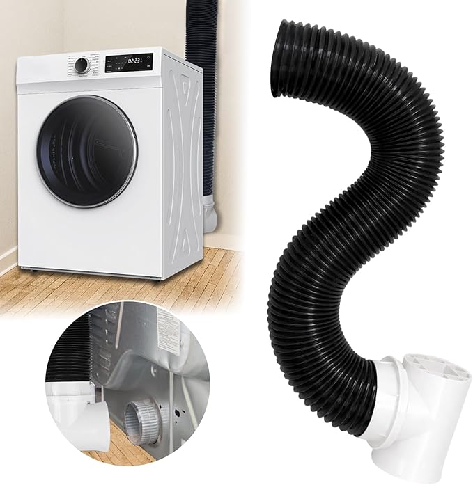 Dryer Vent Hose for Tight Space, Indoor 4" Dryer Vent Connector Kit with 90 Degree Elbow, 8.2FT Aluminum Dryer Vent Duct, Close to Wall Dryer Vent Adapter, Black