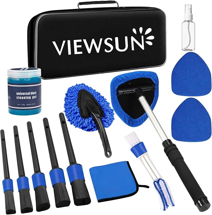35Pcs Car Cleaning Kit with High Power Handheld Vacuum, Car Wash Mop with Long Handle, Bucket, Detailing Brush Set, Windshield Cleaner, Complete Interior Exterior Washing Supply for Men Women