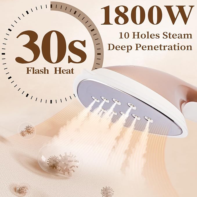 HAPAIS Steamer for Clothes,1800W Standing Garment Steamer 30s Heat-up with Adjustable Stable Double Rod,2-in-1 Flat & Hanging Ironing,Clothes Steamer with 10 Fabric Steam Modes