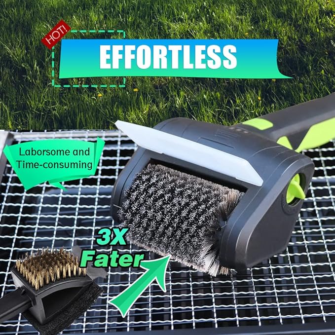 Cordless Rechargeable Grill Brush PURAMI Safe Grilling Rescue Gift No Shedding Bristles, 360° Rotating Cleaner Brush, Lithum 8V 700r/min Heavy Duty BBQ Accessories for Grill bot