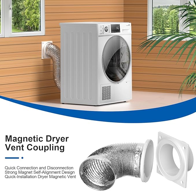 Magnetic Dryer Vent Coupling-Quick Connection and Disconnection,Dryer Vent Hose Magnetic Connector Kit,Strong Magnetic Self-connection Easy to Clean Quick Connector with 4 inch Hose