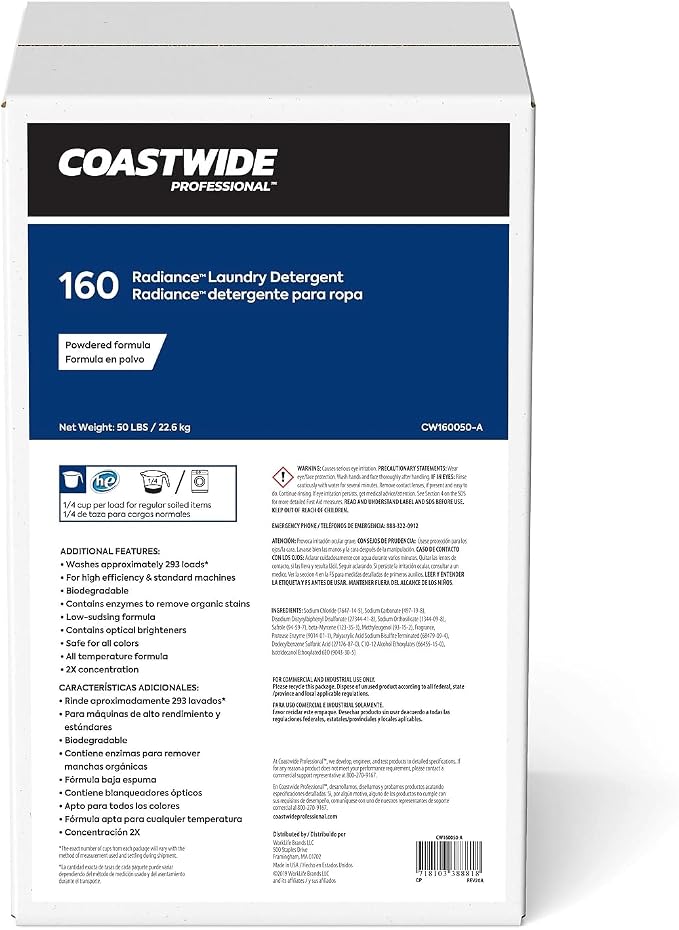 Coastwide Professional Radiance Powder Laundry Detergent, 293 Loads, 800 oz., 50 lbs.