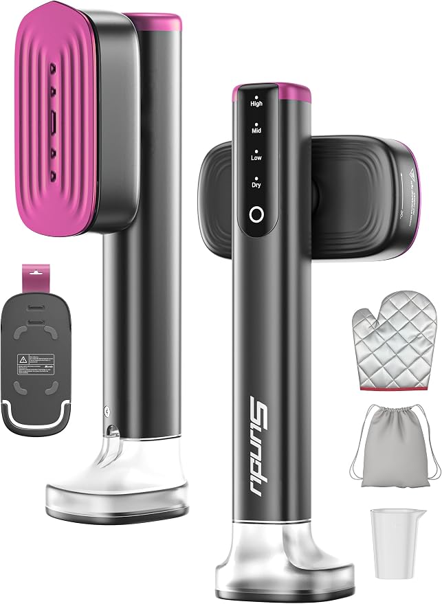 Steamer for Clothes Portable Handheld Garment Steamer,15s Fast Heat-up,Steamer Ironing Gloves,35 Minutes of Continuous Ironing for Travel and Home(Gray + Purple) | Compact 15s heat-up, 180ml tank, 35min powerful steam, 4 Modes , includes gloves,Quick w...