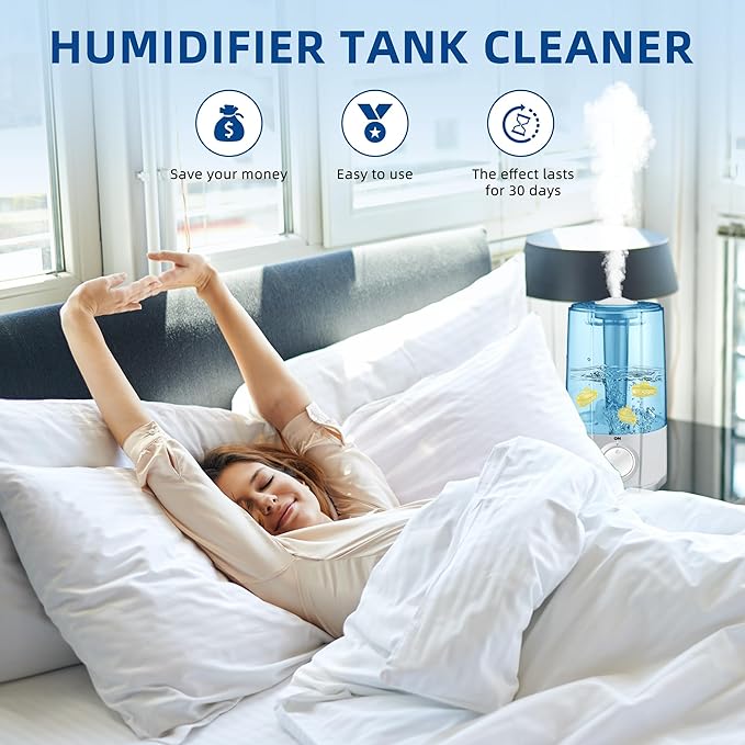 AMI PARTS Humidifier Tank Cleaner for Most Humidifier and Fish Tank, Silver Ion Filter Ball, Prevents Hard Water Build-Up(Yellow & Blue Universal Humidifier Cleaner 14 pcs)