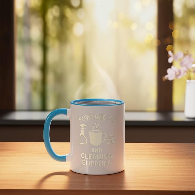 Coffee & Cleaning Supplies Daily Fuel Ceramic Mug, Blue/White