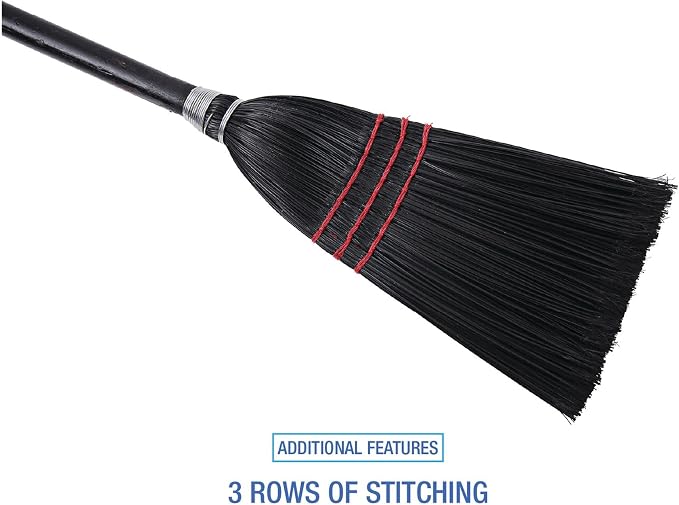 Boardwalk BWK951BP Flag Tipped Poly Bristle 37 in. - 38 in. Length Lobby Broom - Natural/Black (1 Dozen)