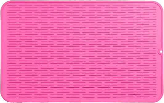 MicoYang Silicone Dish Drying Mat for Multiple Usage,Easy clean,Eco-friendly,Heat-resistant Silicone Mat for Kitchen Counter or Sink,Refrigerator or Drawer Liner Rose 3XL 28 inches x 18 inches