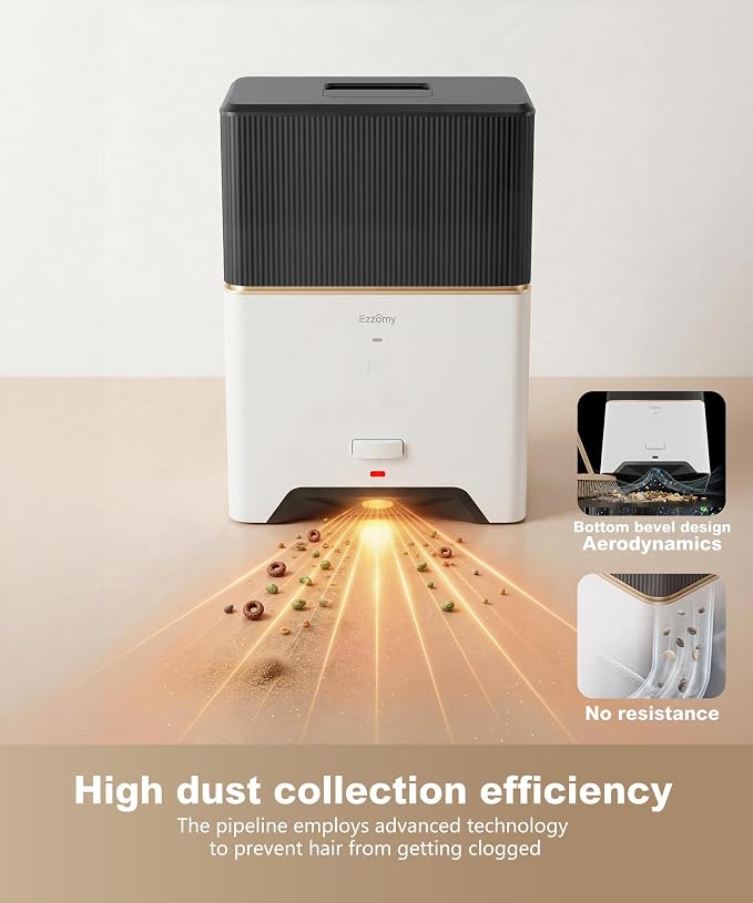 Touchless Vacuum Automatic Dustpan + 15 Pack Dust Bags, Bagged Design, 26,000Pa Powerful Suction, One-Touch Auto & Manual Mode for Pet Hair, Kitchen, Entryway & Salon, White