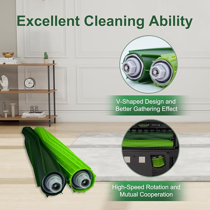 4 Set Multi-Surface Rubber Brushes,Replacement Parts Fit for iRobot Roomba s9 (9150) s9+ s9 Plus (9550) s Series Vacuum Cleaner