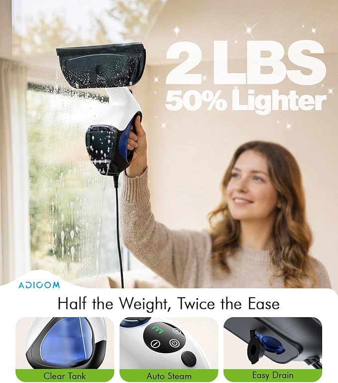 Handheld Steam Cleaner for Home 3s Instant Heat-Up No Need to Wait, Upgrade 2 LB Light Weight Easy Refill Portable Steamer Cleaner for Furniture Couch Grout Walls Kitchenware (White)