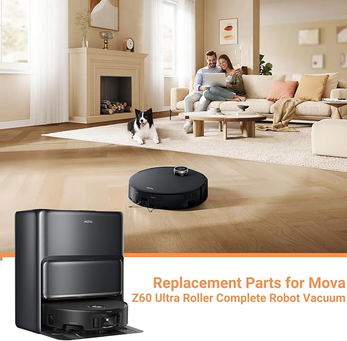 Replacement Kit for Mova Z60 Ultra Roller Complete Robot Vacuum, 2 Main Brushes, 1 Roller Mops, 4 Filters, 6 Side Brushes & Dust Bags & Scented Tablets, 1 Cleaning Brush & Screwdriver