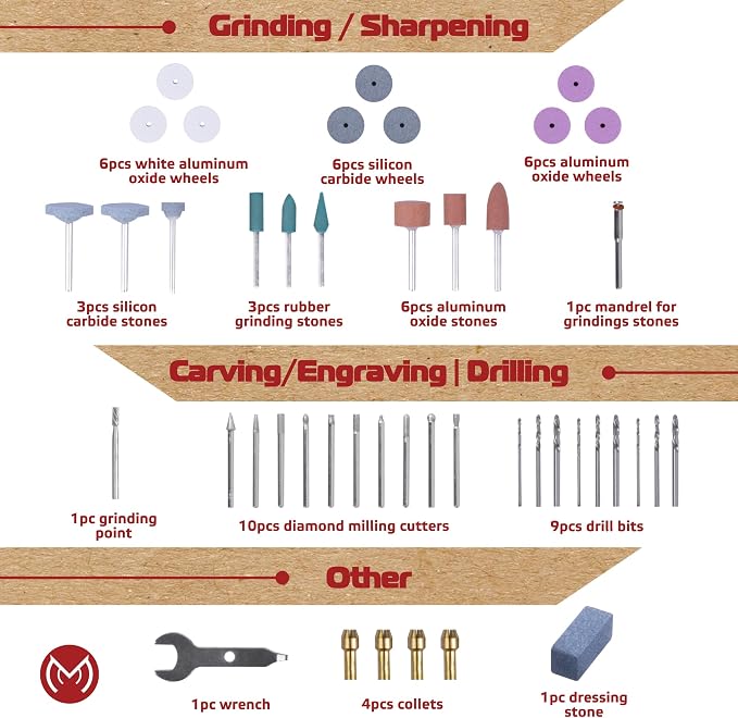 476 PCS Rotary Tool Accessories Kit, 1/8-in Shank Rotary Tool Kit, Universal Fitment for Easy Polishing, Sanding, Cutting, Drilling, Engraving, Sharpening, Grinding with Portable Storage Case