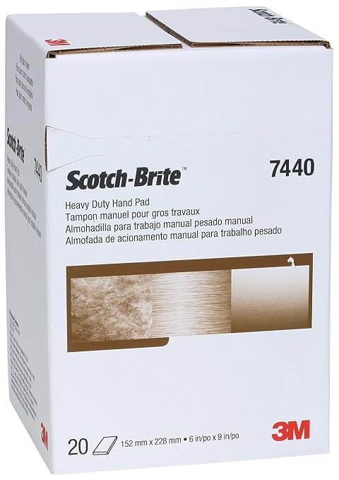 3M Scotch-Brite Heavy Duty Hand Pad 7440, 6 in x 9 in, Pack of 20, Aluminum Oxide, Hand Sanding Pad
