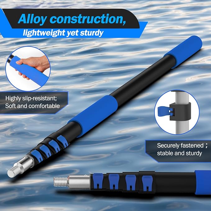 26FT Reach Telescopic Extension Pole, 5-20FT Paint Roller Extension Pole with Flip-Lock Design, Aluminum Alloy Threaded Head for Painting Cleaning Dusting & Window Washing Tools