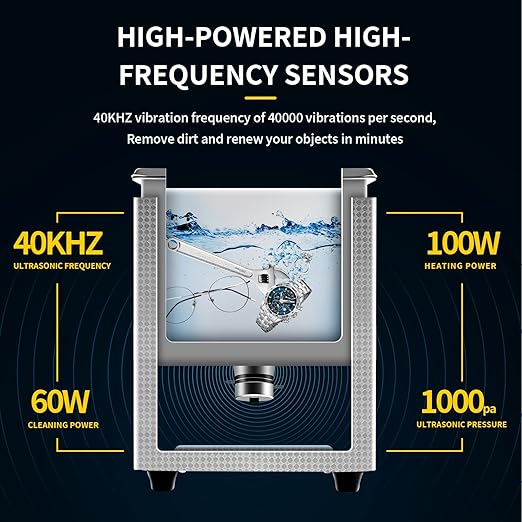 Commercial Ultrasonic Cleaner with Knob, 2L Professional Ultrasonic Cleaner, 40kHz with Heater and Timer for Tools, Jewelry, Watches, Glasses, Dentures, and Small Metal Parts