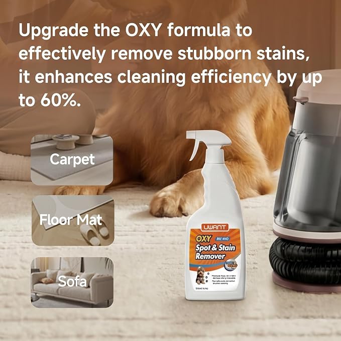 Uwant Carpet Cleaner Machine 22Kpa Portable Carpet Cleaner for Pet, Upholstery Cleaner Machine with Oxy Solution Set of 1 for Spot, Cars,Rug,Furniture