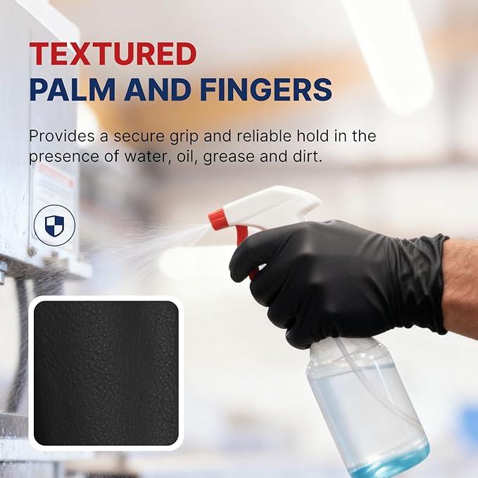 NORTHSKY 8 Mil Disposable Nitrile Gloves, Heavy Duty, Grain Grip, Latex & Powder Free, Black