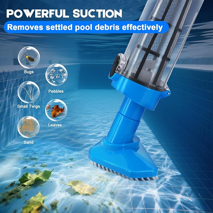 Cordless Handheld Pool Vacuum 3 in 1, 90 Mins Runtime, Rechargeable Pool Cleaner with Telescopic Pole for Above Ground & Inground Pools, Hot Tubs