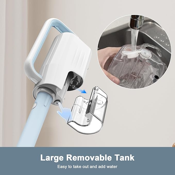 Steam Cleaner, 6 in1 Rotated Steam Mop Cleaner with 2 Modes, 2 Microfiber Pads, 400ML Removable Tank, 23FT Power Cable, Detachable Steam Mops for Floor, Laminate Floor, Tiles Cleaning (Azure)