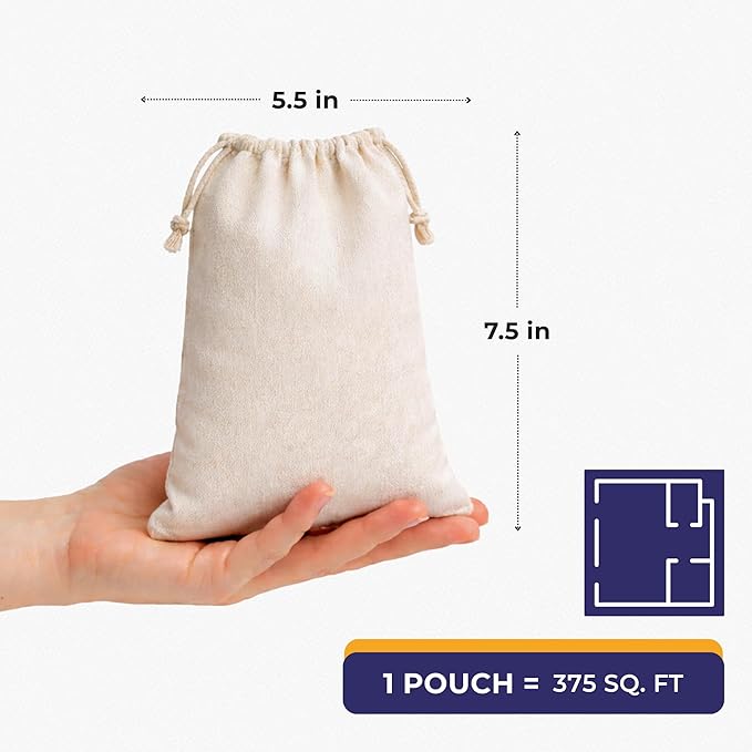 SMELLEZE Natural Mothball Smell Remover Pouch - Reusable Odor Eliminator for Closets, Basements, Furniture & Drawers - Eco-Friendly Formula - Unscented & Safe - Covers 375 sq. ft.