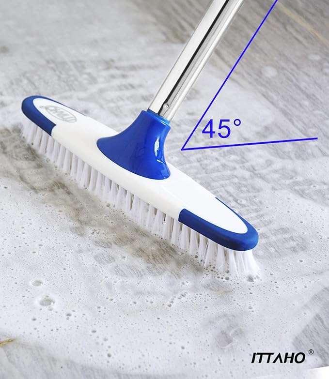 Grout Scrub Brush with Long Handle, Dual Sided Window Cleaner